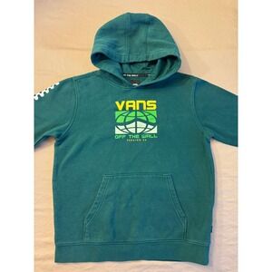 Vans Off The‎ Wall Youth Hoodie Green Skater Indie Graphic Logo Pullover Large